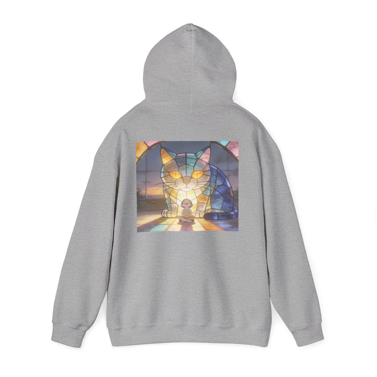 Guarded in Glass — Stained-Glass Guardian Cat Hoodie