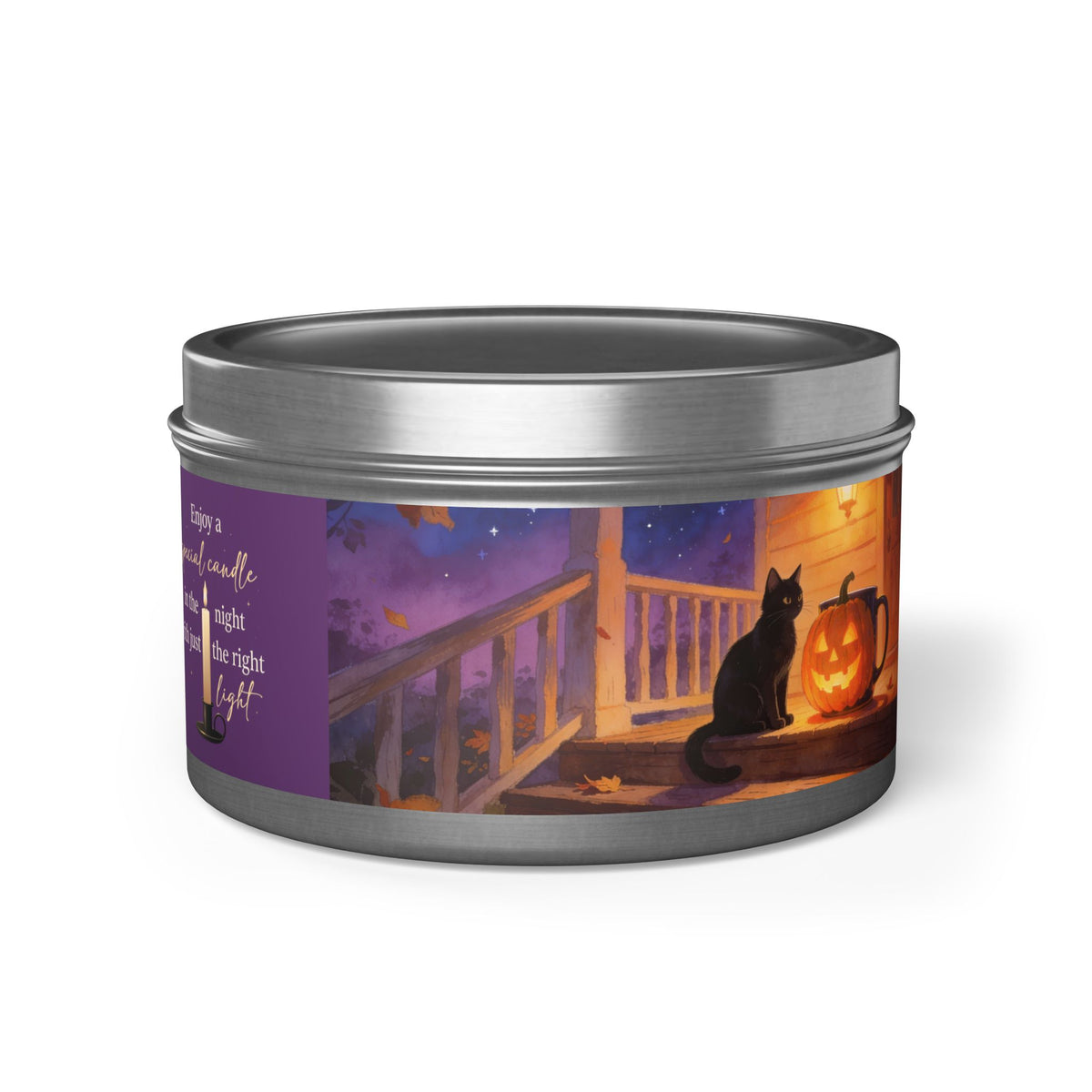 Sweet Smoke and Candlelight — Halloween Cat Pumpkin Tin Candle