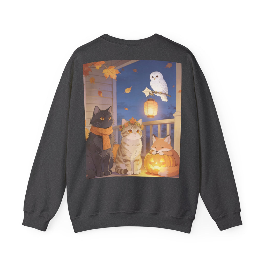 Fall Is Here Cat & Pumpkin Crewneck Sweatshirt