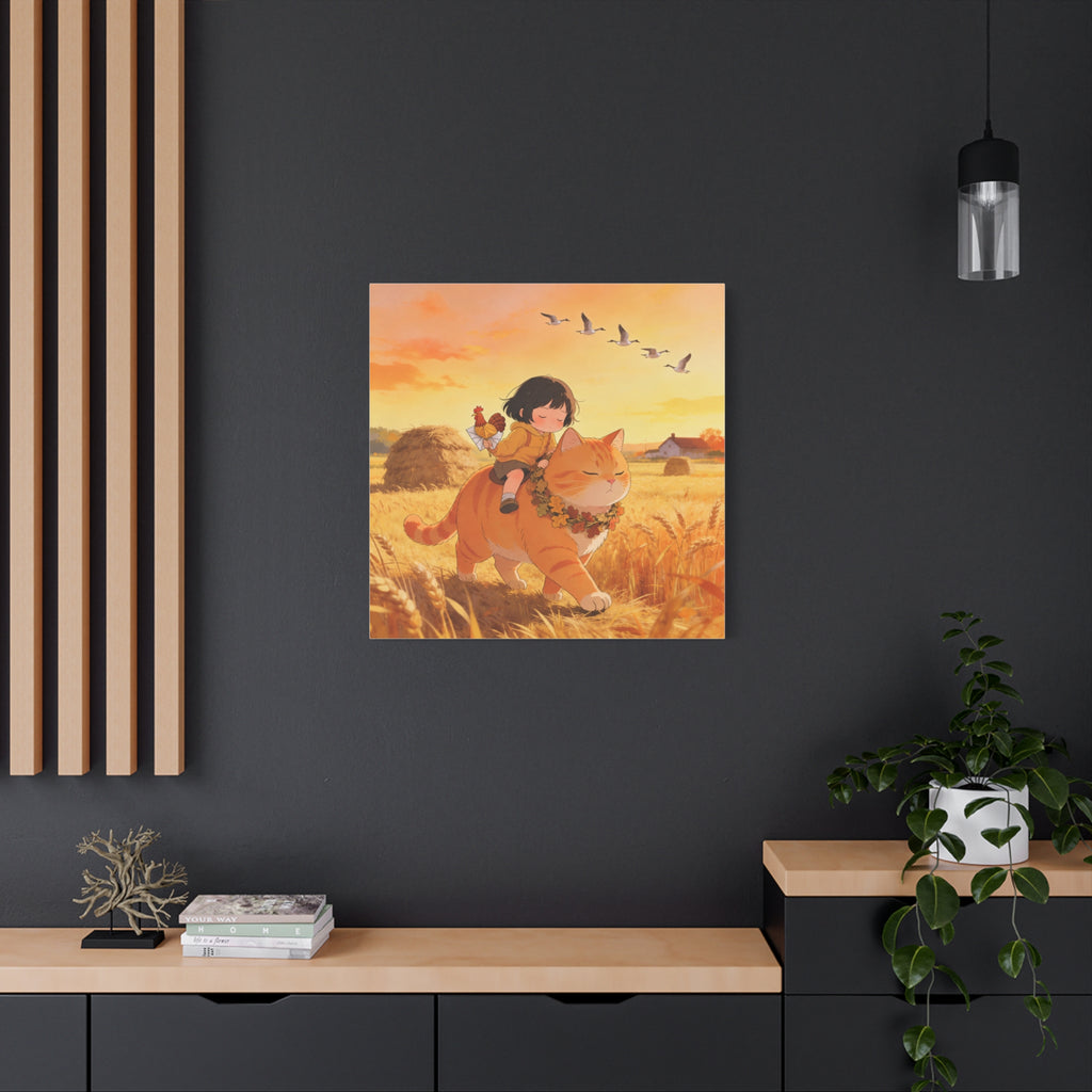 The Fawn and the Field — Thanksgiving Wheat Walk Guardian Canvas, Cat & Fawn