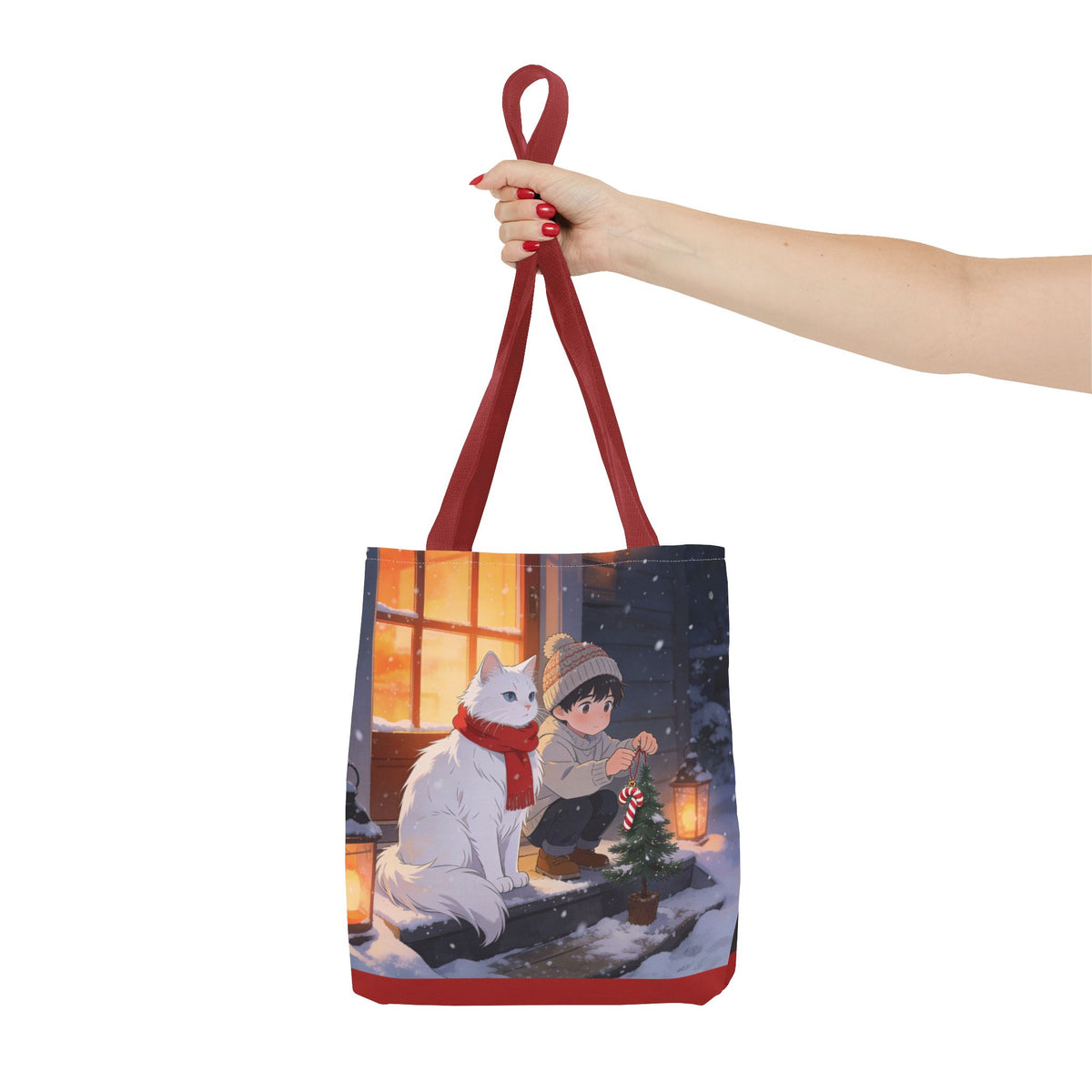Cozy Christmas Cat Winter Scene - Tote Bag