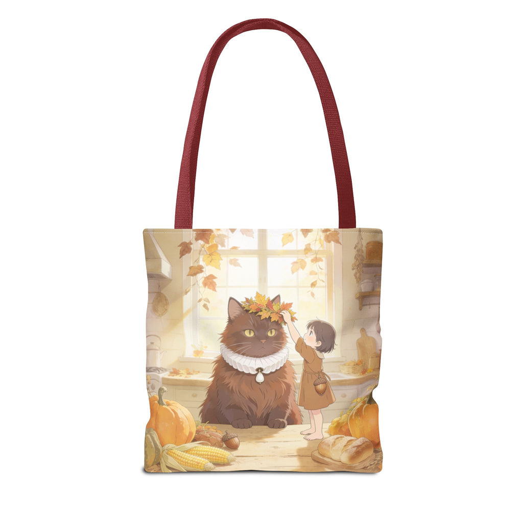 Harvest Watch — Wheat Walk Tote Bag, Guardian Cat & Fawn