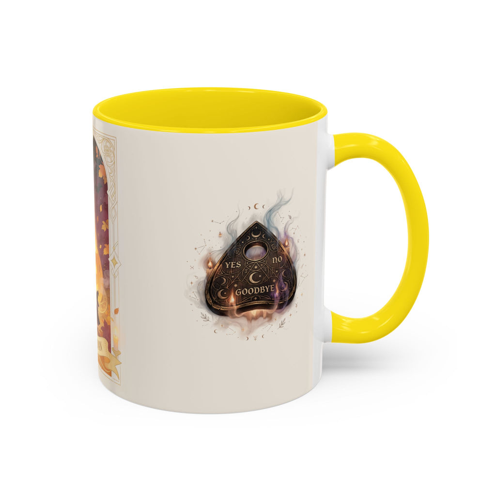 Card XVIII Draws Close — Guardian Tarot Cat & Pumpkin Accent Mug, 11 or 15 oz