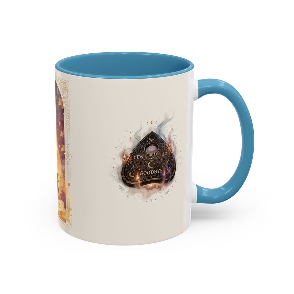 Card XVIII Draws Close — Guardian Tarot Cat & Pumpkin Accent Mug, 11 or 15 oz