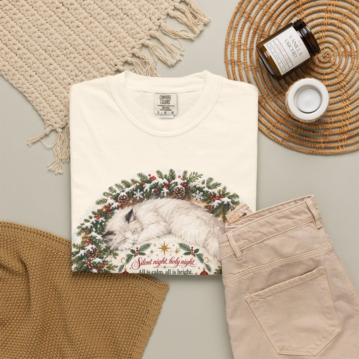 Silent Night Carol — Christmas Cat Tee (All I Want for Christmas Is You)