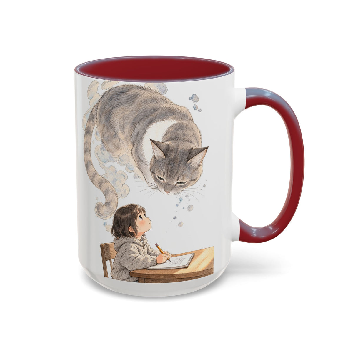 Guarded Dreams — Child & Cat Ceramic Accent Mug