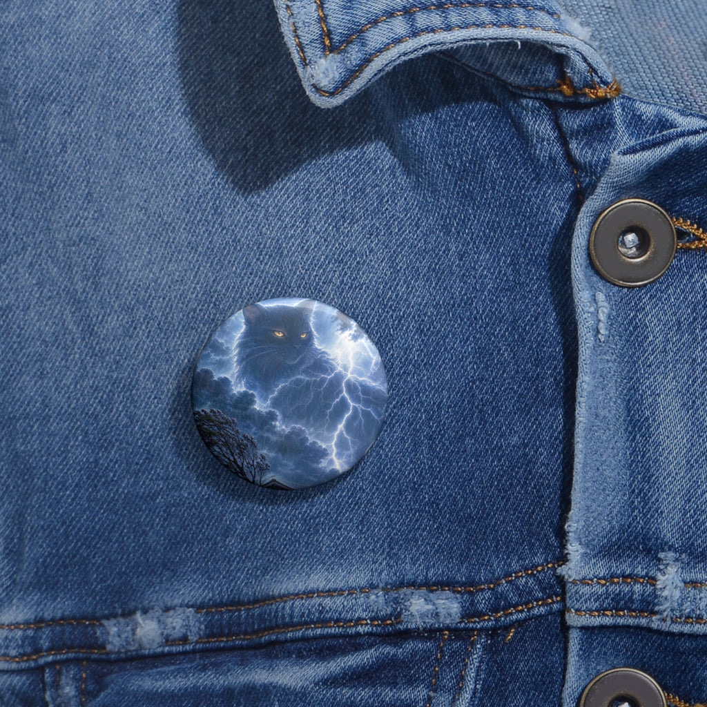Never Fear the Storm — Lightning Cat Pin Button