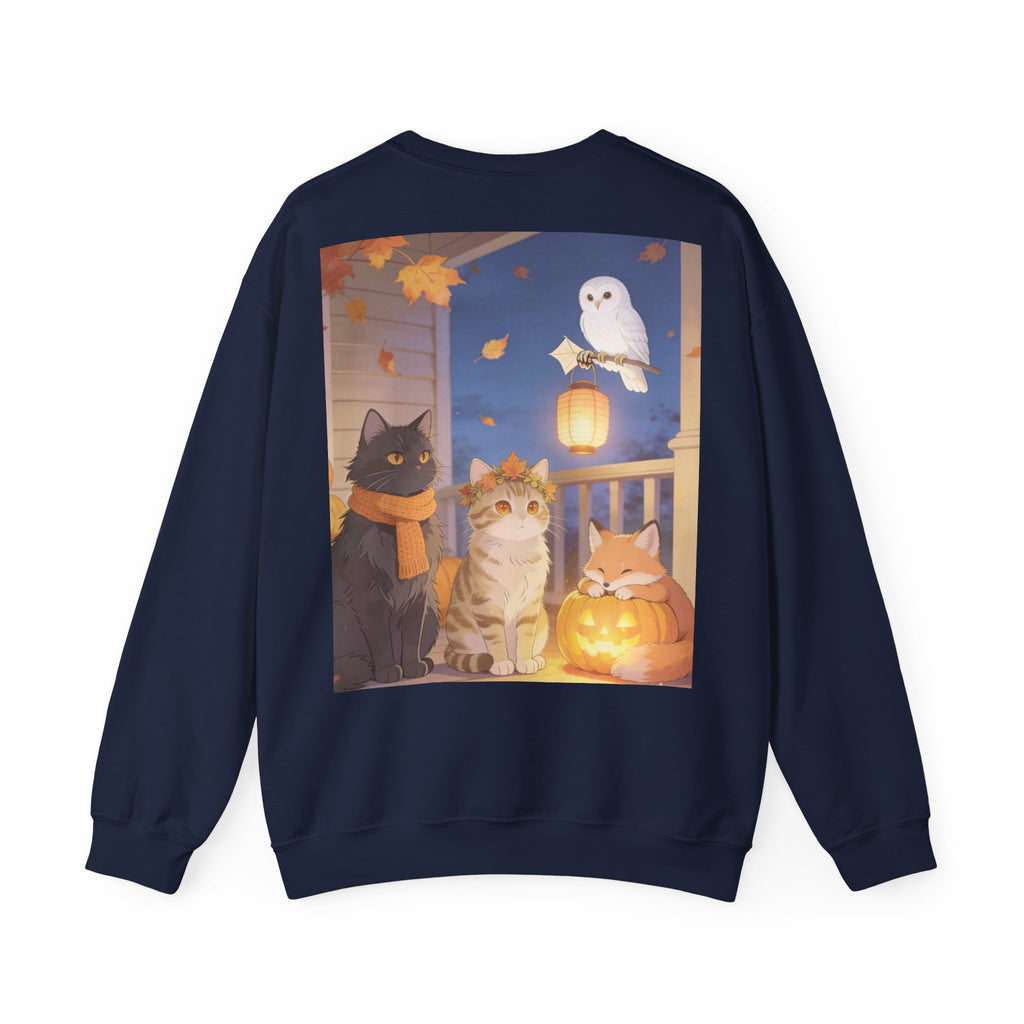 Fall Is Here Cat & Pumpkin Crewneck Sweatshirt