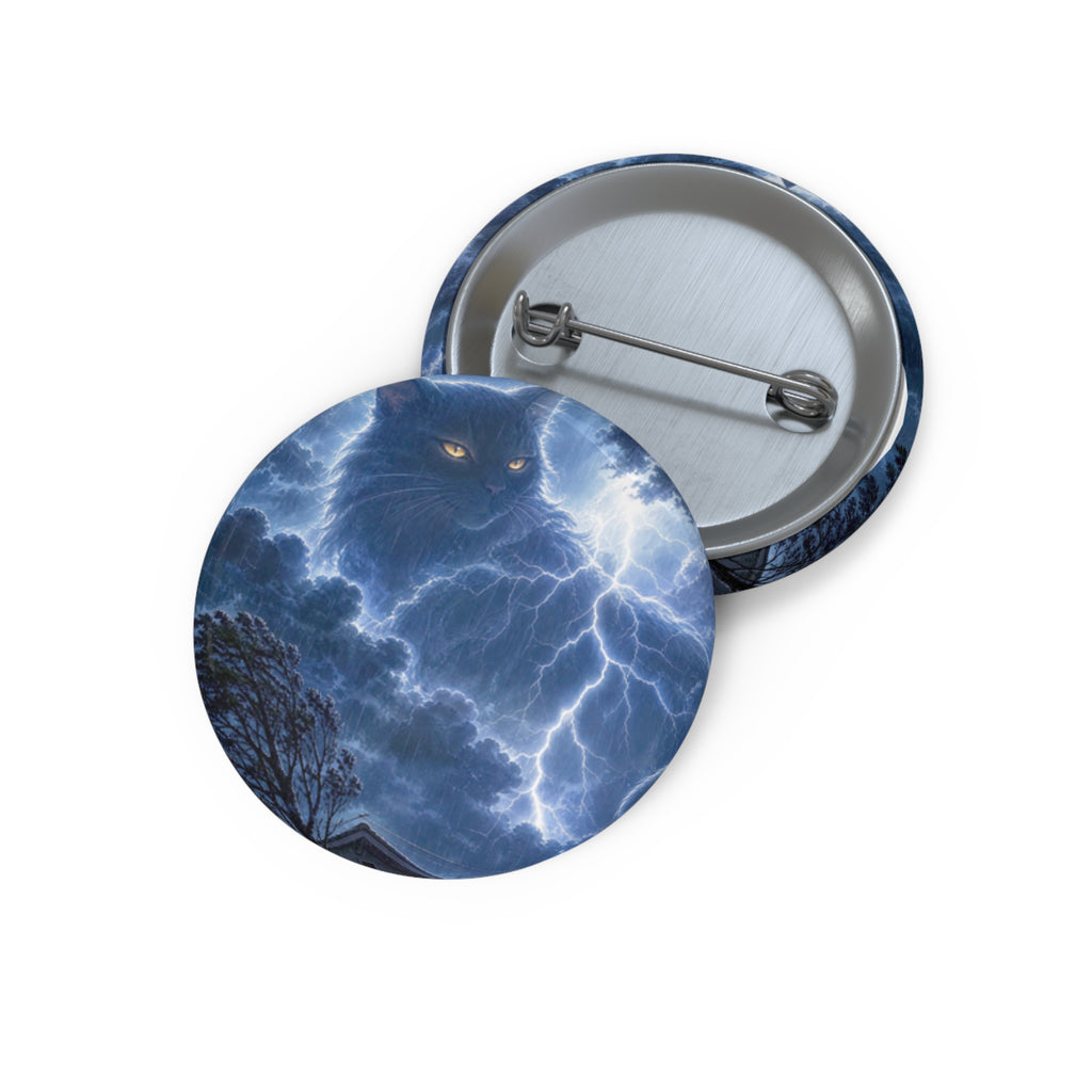 Never Fear the Storm — Lightning Cat Pin Button
