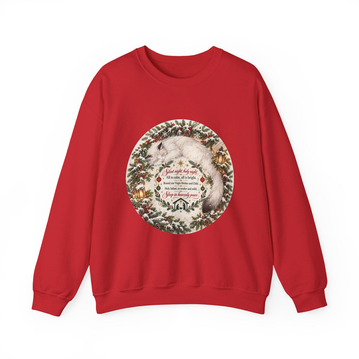 Silent Night Carol — Christmas Cat Crewneck Sweatshirt