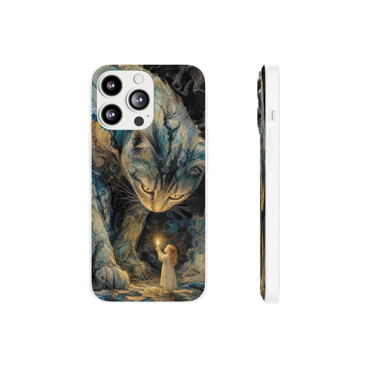 Whispers by Candlelight — Mystical Cat & Child Phone Case