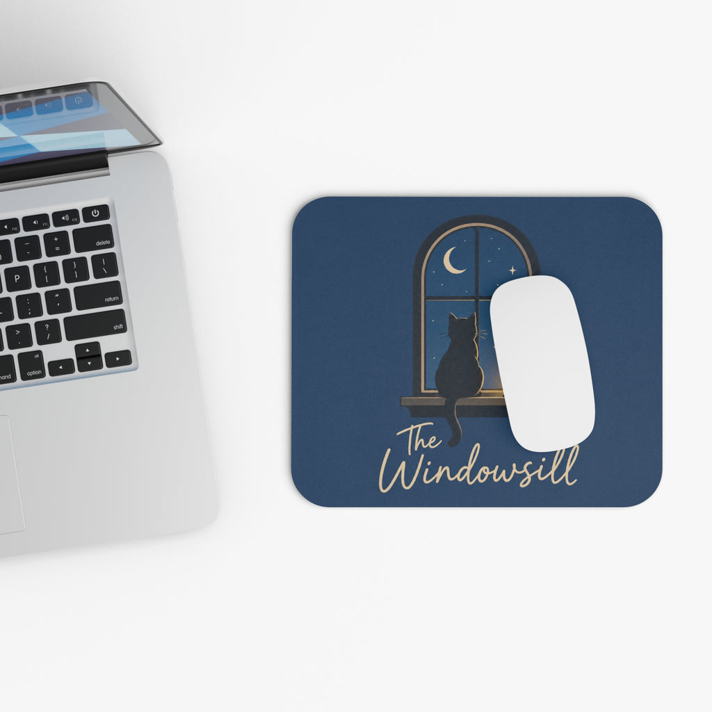 Night Watch from the Sill — Windowsill Cat Mouse Pad, 9x8