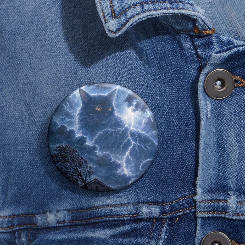 Never Fear the Storm — Lightning Cat Pin Button