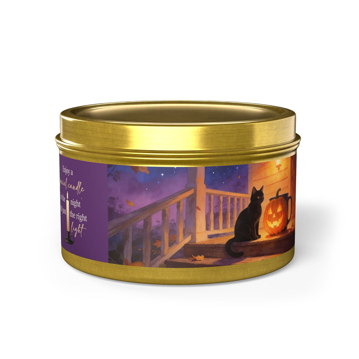Sweet Smoke and Candlelight — Halloween Cat Pumpkin Tin Candle