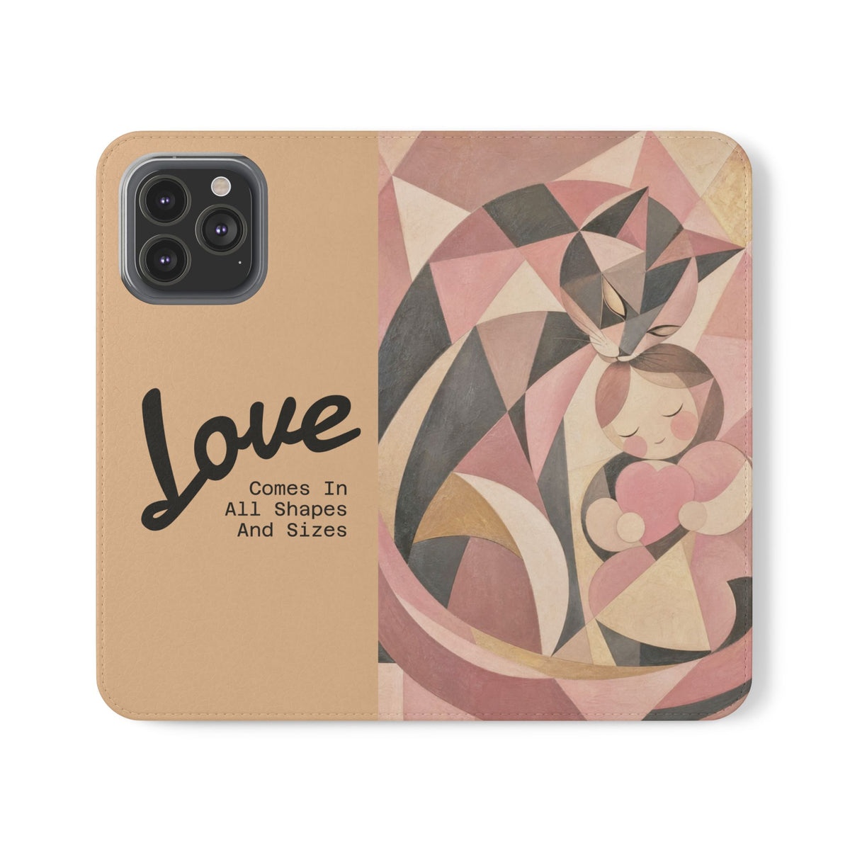 Love Keeps Watch — Geometric Cat & Child Flip Phone Case