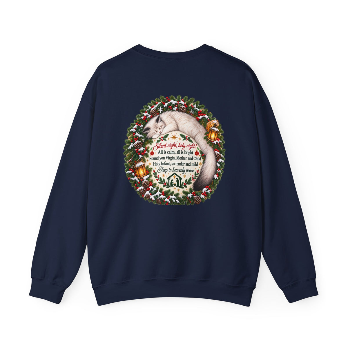 Silent Night Carol — Christmas Cat Crewneck Sweatshirt