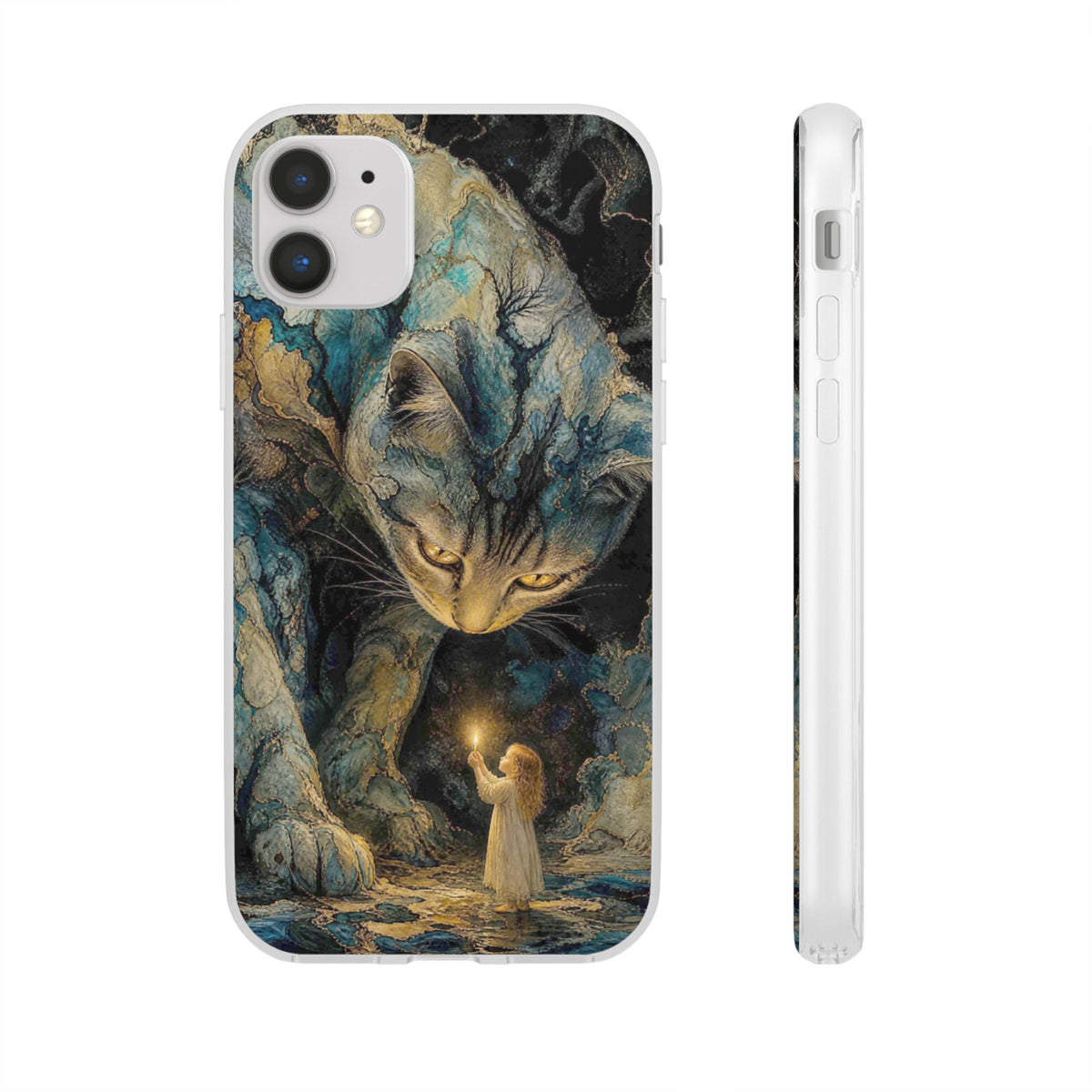 Whispers by Candlelight — Mystical Cat & Child Phone Case
