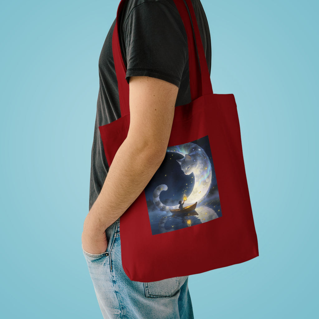 The Moon Keeps Watch — Moon Guardian Cat Cotton Tote Bag