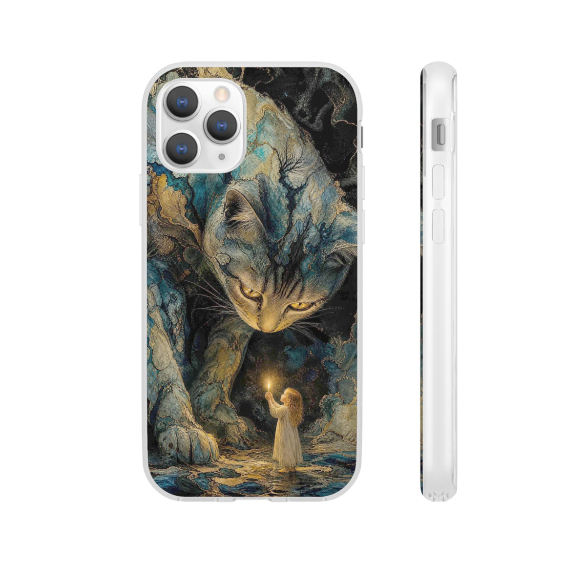 Whispers by Candlelight — Mystical Cat & Child Phone Case