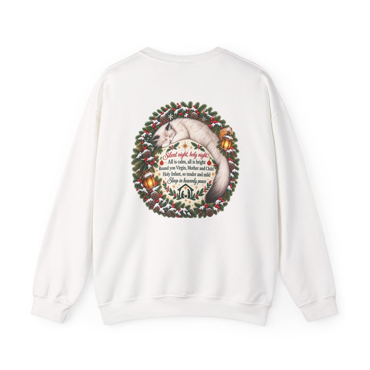 Silent Night Carol — Christmas Cat Crewneck Sweatshirt