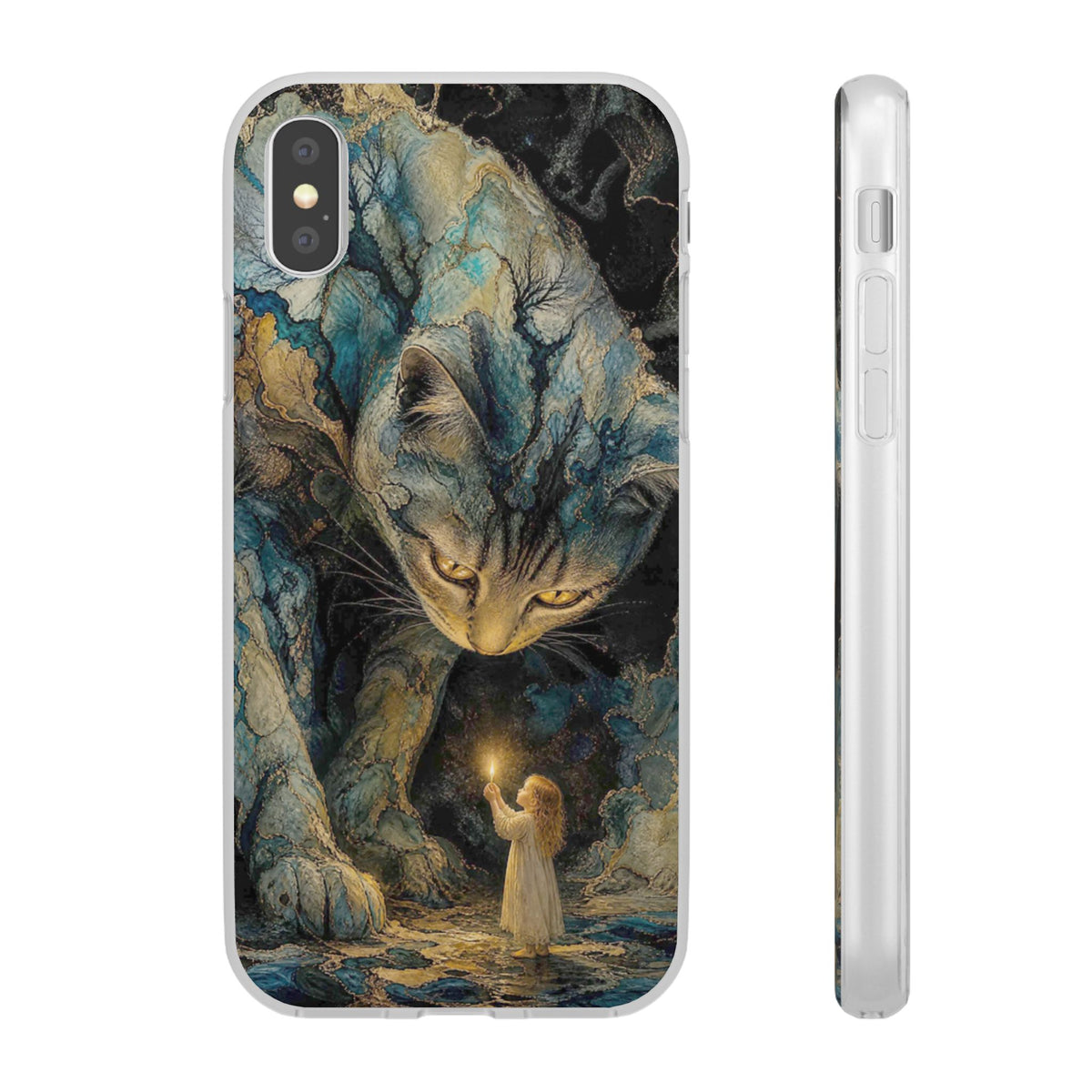Whispers by Candlelight — Mystical Cat & Child Phone Case
