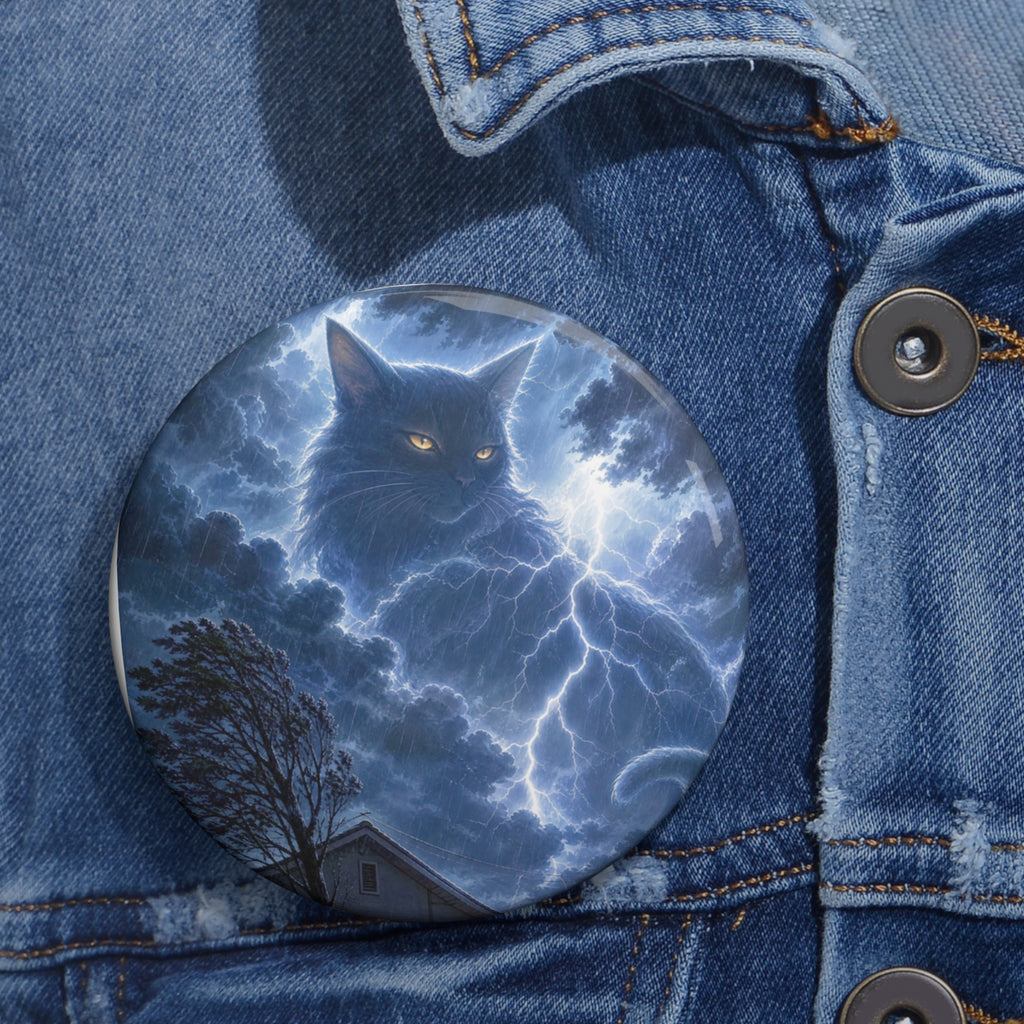 Never Fear the Storm — Lightning Cat Pin Button