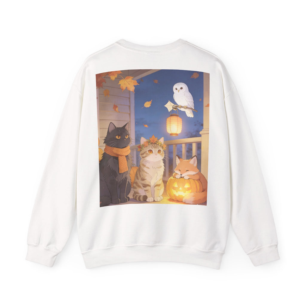 Fall Is Here Cat & Pumpkin Crewneck Sweatshirt