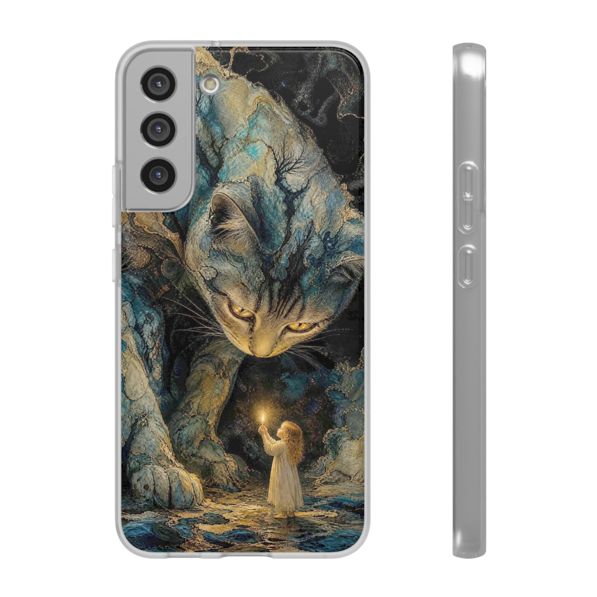 Whispers by Candlelight — Mystical Cat & Child Phone Case