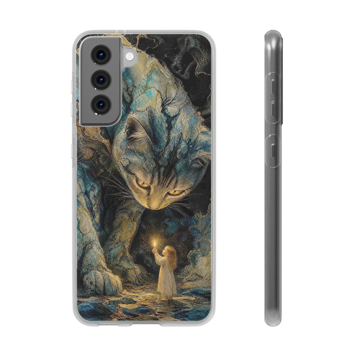 Whispers by Candlelight — Mystical Cat & Child Phone Case
