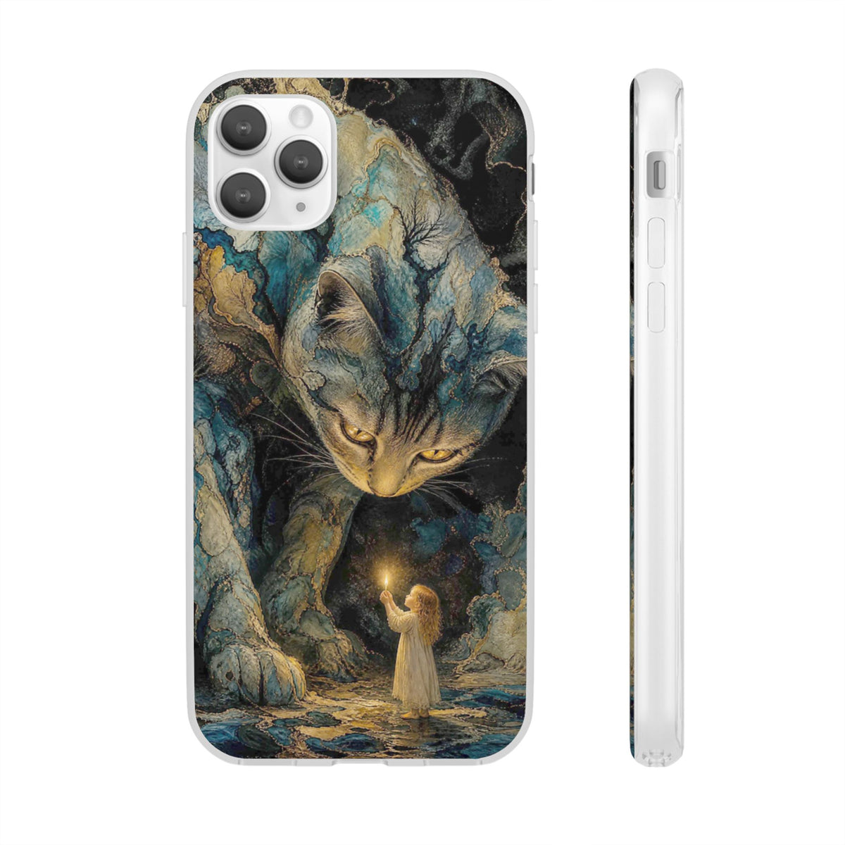 Whispers by Candlelight — Mystical Cat & Child Phone Case