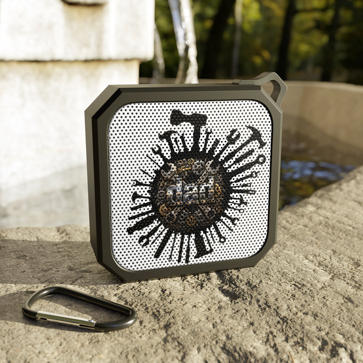 Workshop Guardian — Dad Bluetooth Speaker with Gear & Tool Art