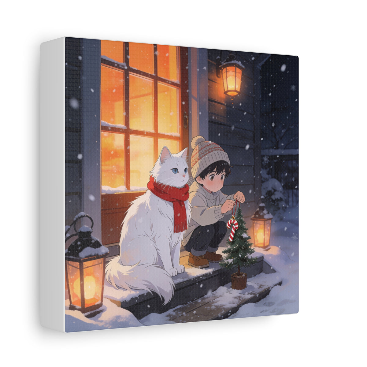 Snowfall Watch — Christmas Doorstep Guardian Canvas
