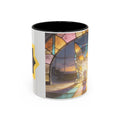 Glasslight Watch — Stained Glass Guardian Cat Accent Mug, 11 or 15 oz