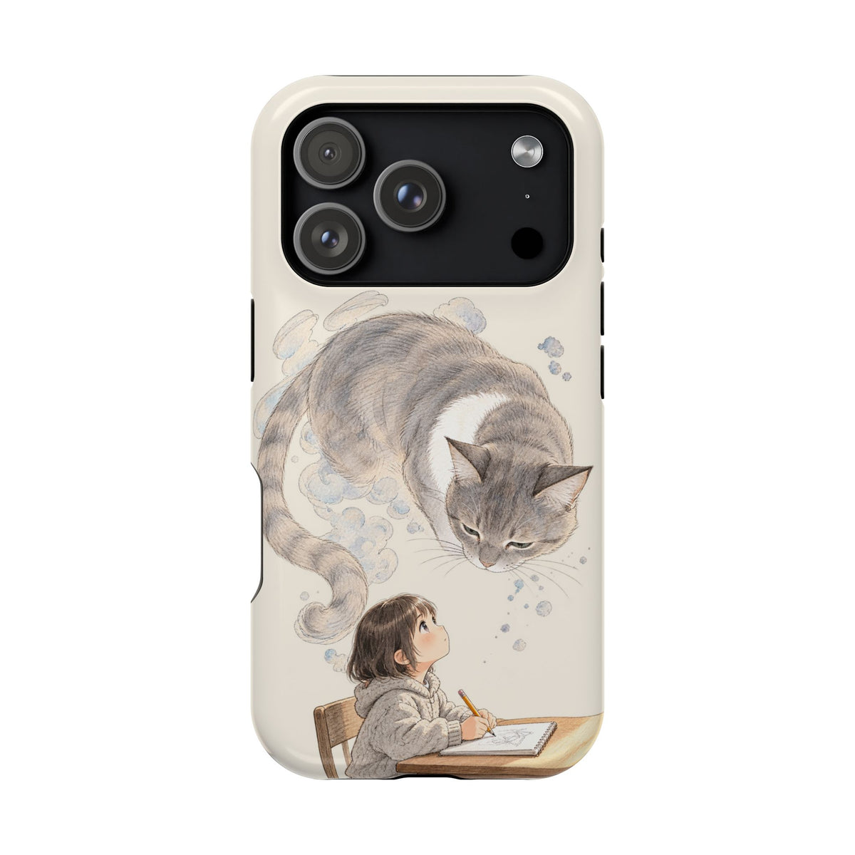 Guarded Dreams — Child & Cat MagSafe Phone Case