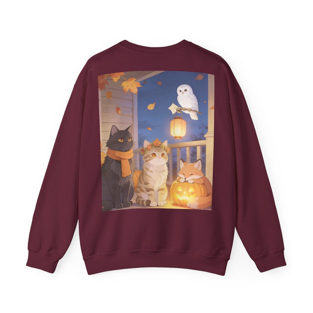 Fall Is Here Cat & Pumpkin Crewneck Sweatshirt