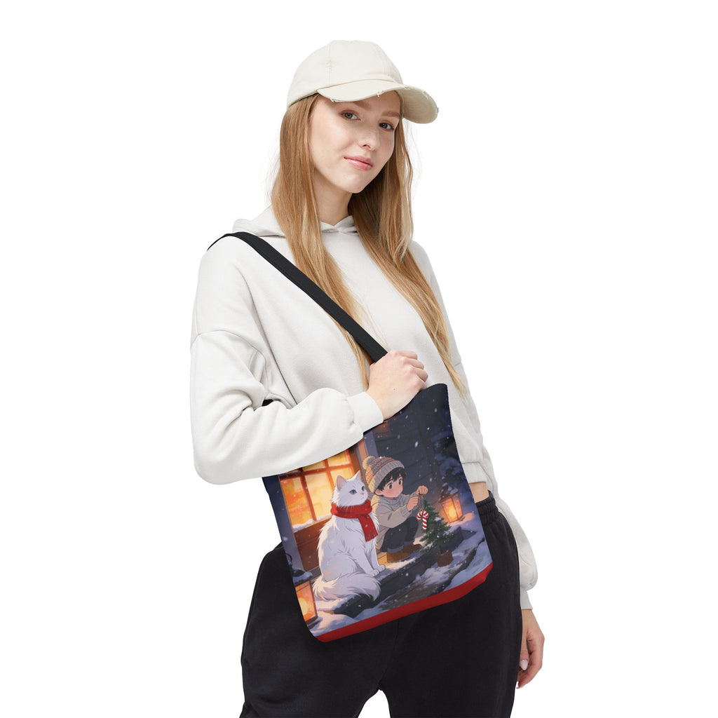Cozy Christmas Cat Winter Scene - Tote Bag