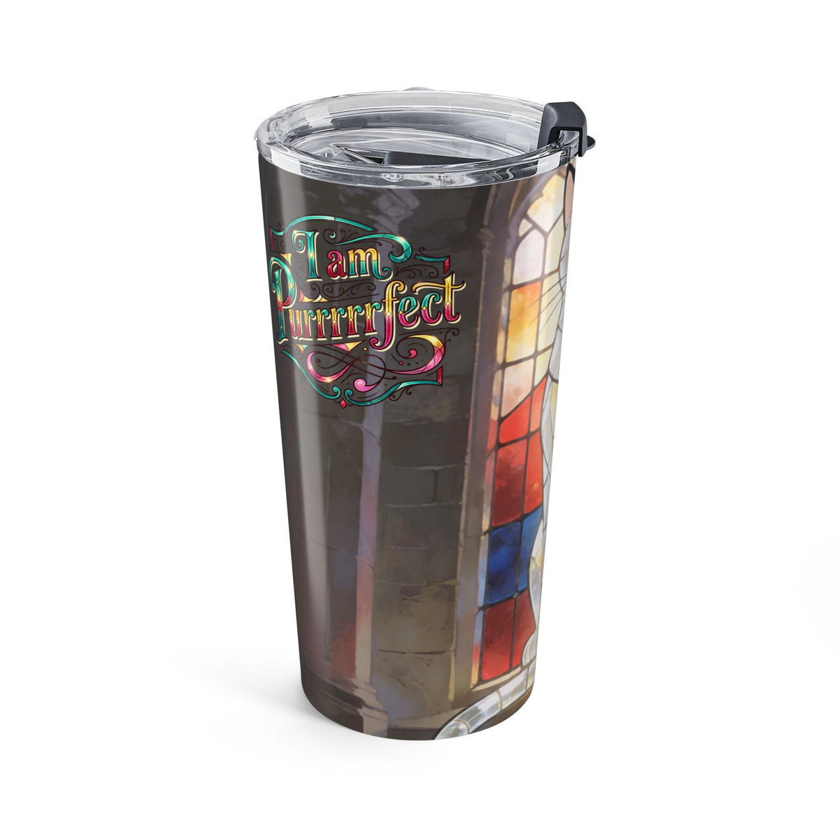Light Through the Crack — Stained Glass Cat 20 oz Tumbler