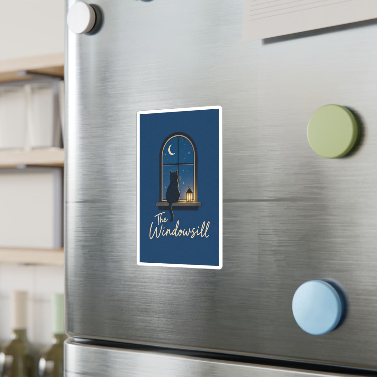 The Windowsill Cat — Moonlit Kiss-Cut Vinyl Sticker