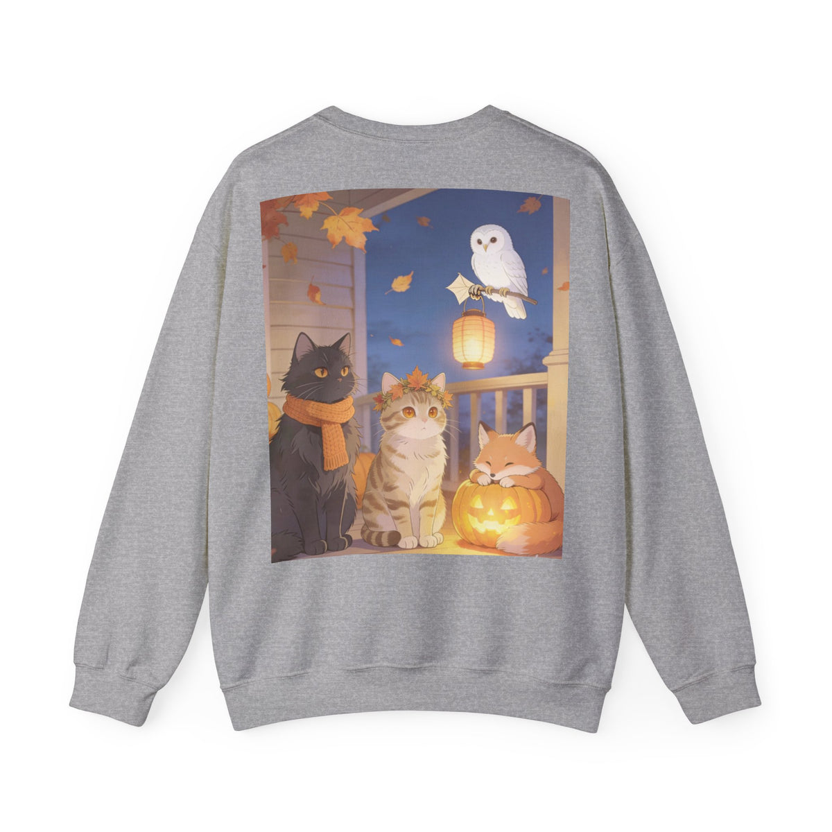 Fall Is Here Cat & Pumpkin Crewneck Sweatshirt