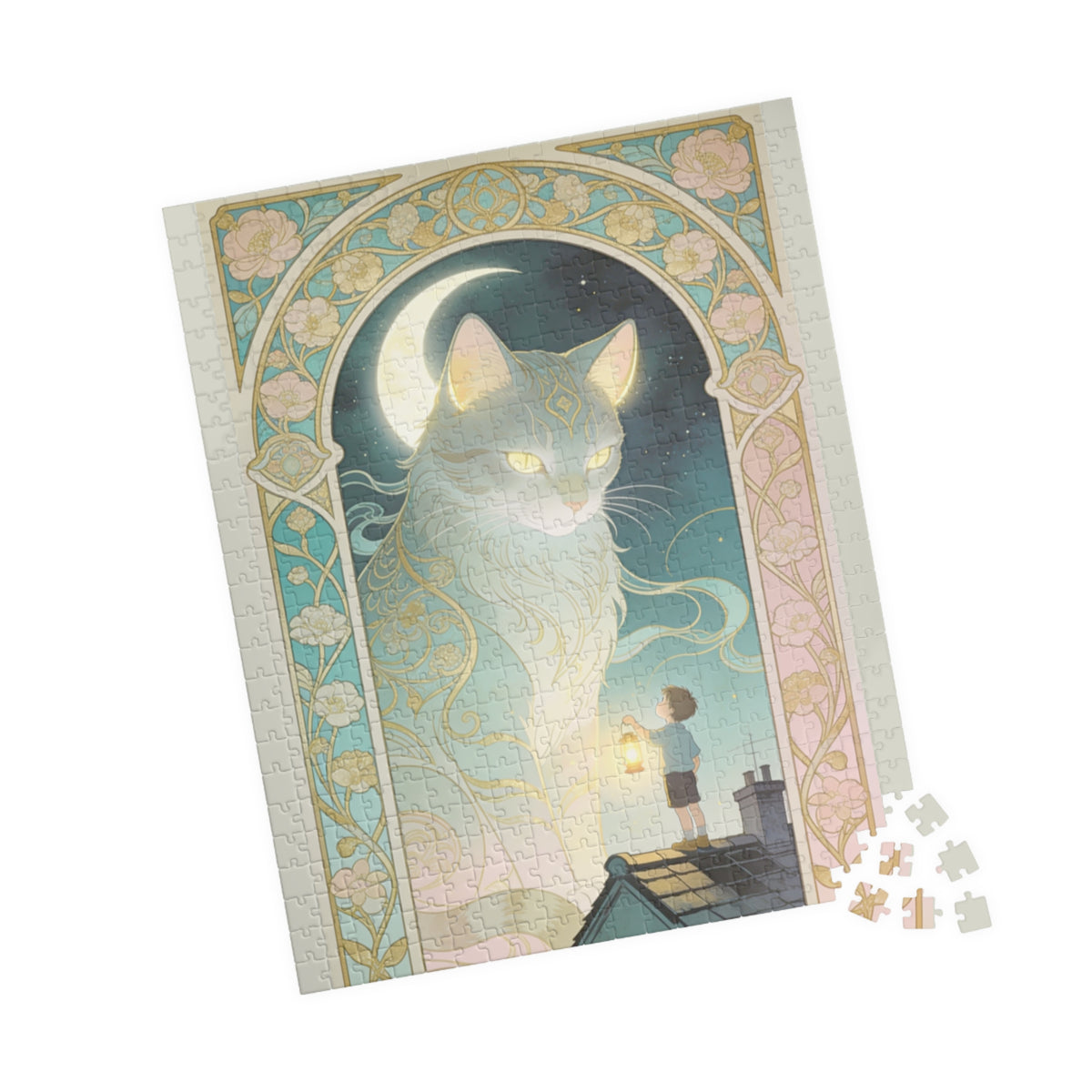 The Lantern Cat & The Rooftop Boy Puzzle — 520/252/110/1014-Piece Jigsaw for Adults & Kids