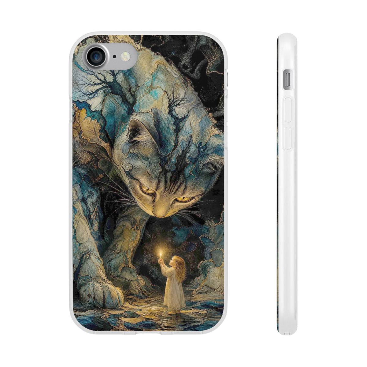 Whispers by Candlelight — Mystical Cat & Child Phone Case