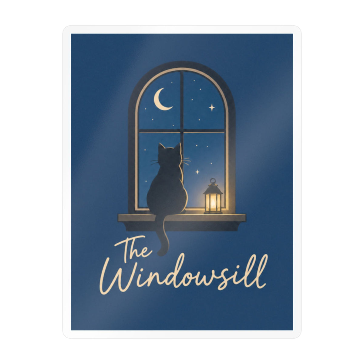 The Windowsill Cat — Moonlit Kiss-Cut Vinyl Sticker