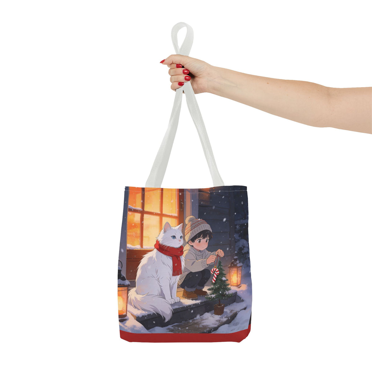 Cozy Christmas Cat Winter Scene - Tote Bag