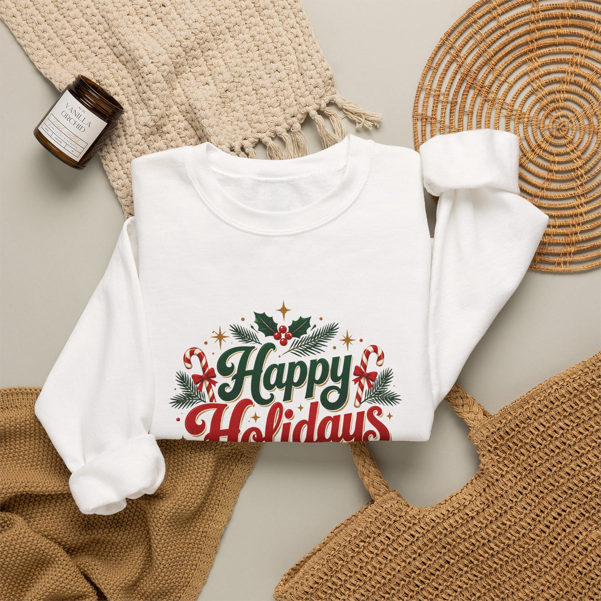 Silent Night Carol — Christmas Cat Crewneck Sweatshirt