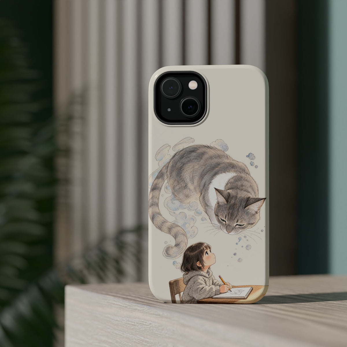 Guarded Dreams — Child & Cat MagSafe Phone Case