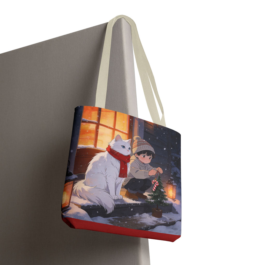 Cozy Christmas Cat Winter Scene - Tote Bag