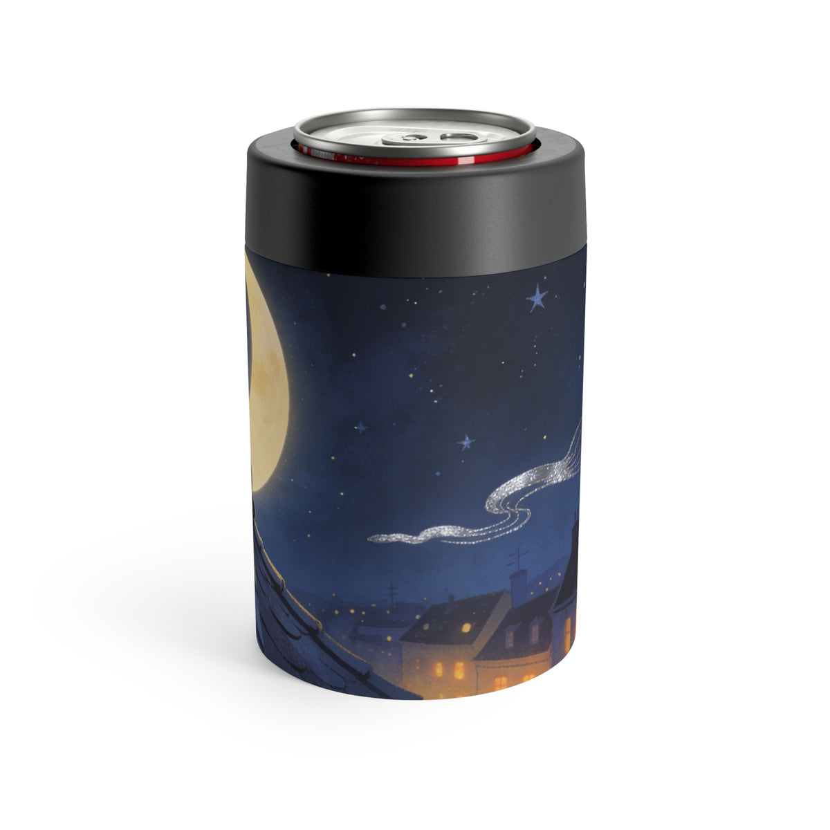 Held Under Starlight — Cat & Moon 12oz Can Holder