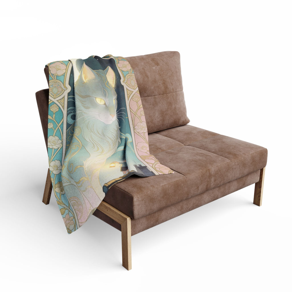 The Lantern Cat & Rooftop Boy - Fleece Blanket