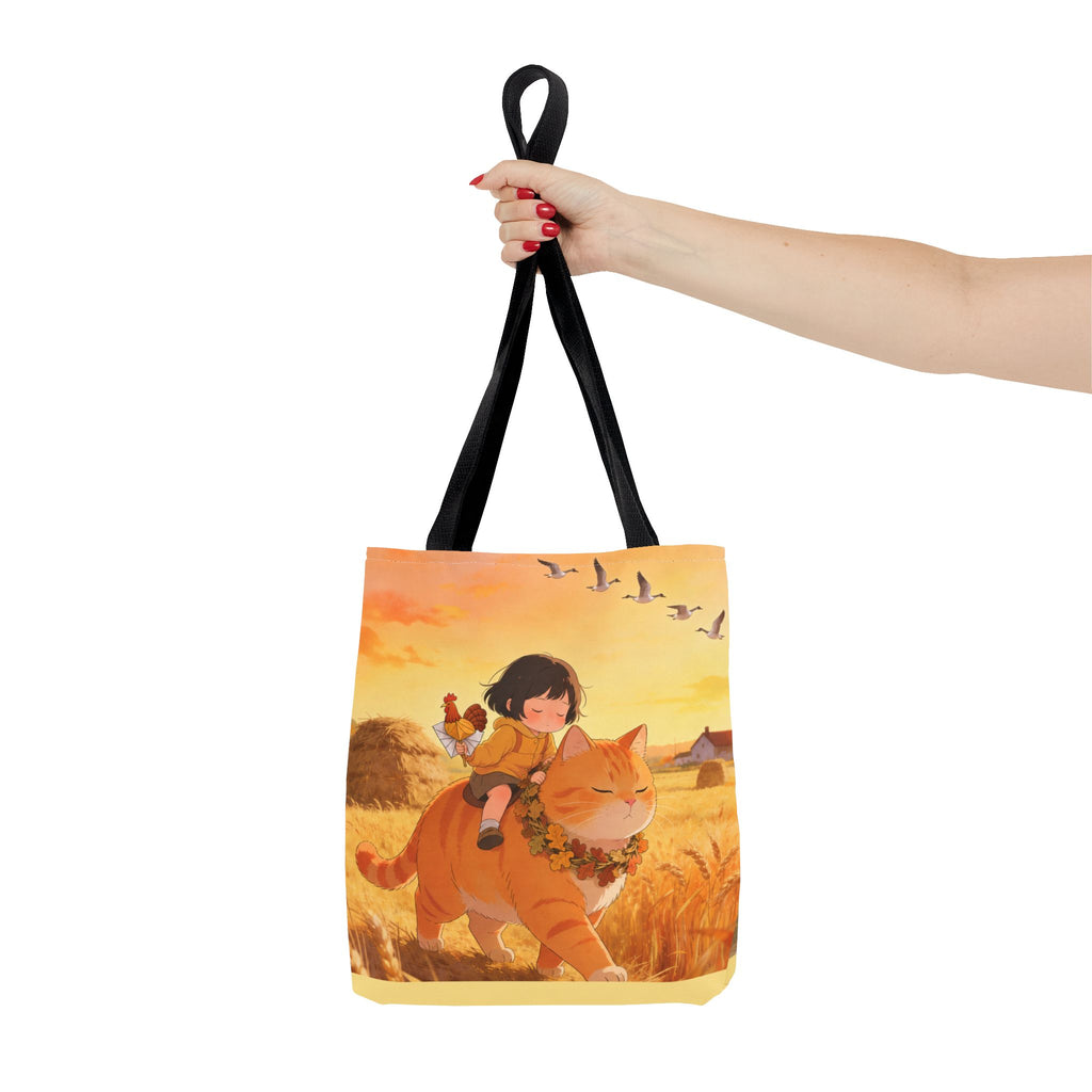 Harvest Watch — Wheat Walk Tote Bag, Guardian Cat & Fawn