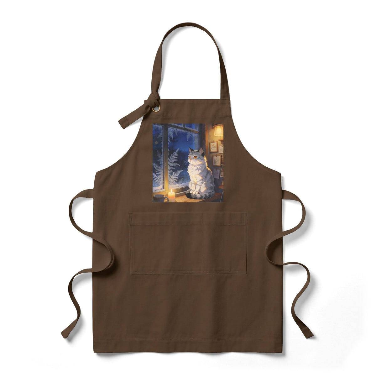 Winter Keeper of the Windowsill - Holiday Cat Kitchen Apron